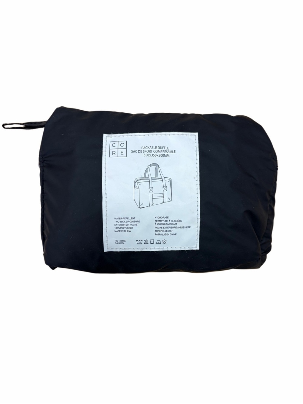 CoreLife Black Packable Duffle Bag